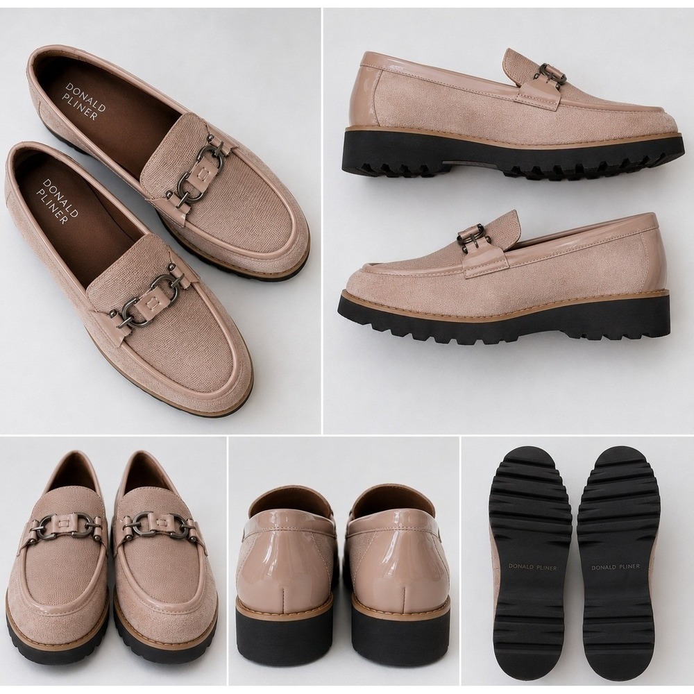 Donald Pliner Womens Blush Pink Leather Lug Sole Bit Loafers HPCLIO-CS Size 10M